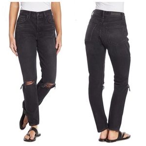 GRLFRND Karolina distressed fray hem straight jean